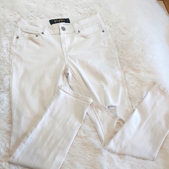 Indigo Rein white jeans distressed ankle size 3 - Picture 1 of 9